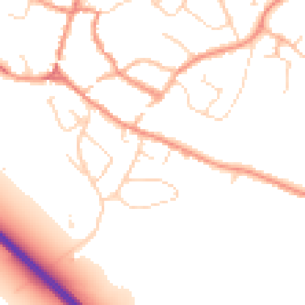Daytime road noise heatmap for LE12 8LF