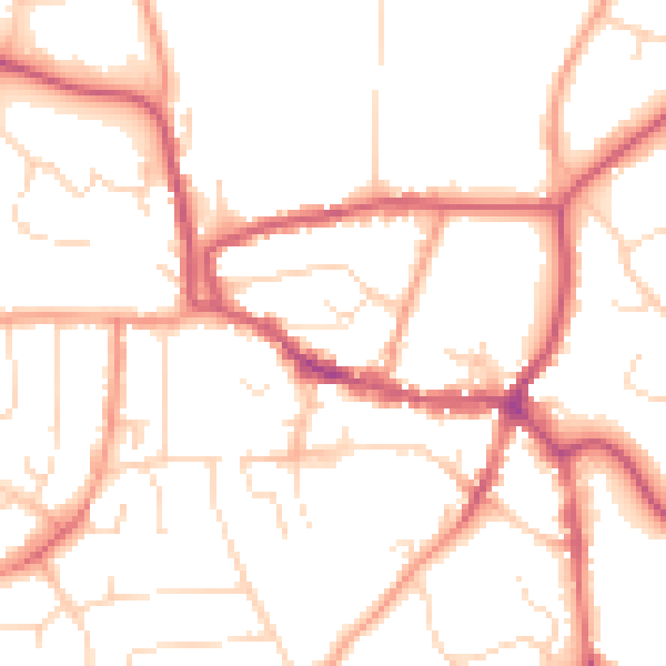 Daytime road noise heatmap for LE15 6AF