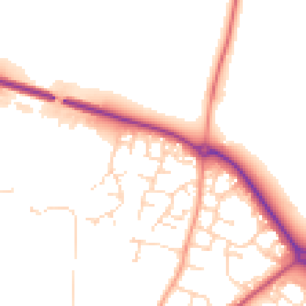 Daytime road noise heatmap for LE15 6QB