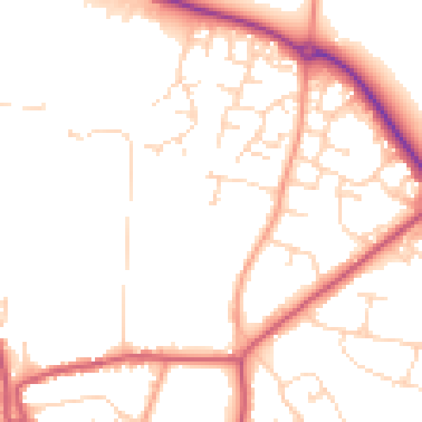 Daytime road noise heatmap for LE15 6RJ