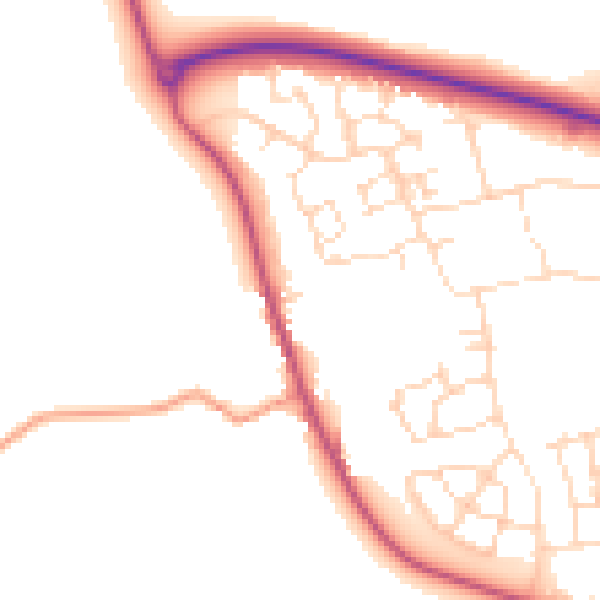Daytime road noise heatmap for LE15 7TZ