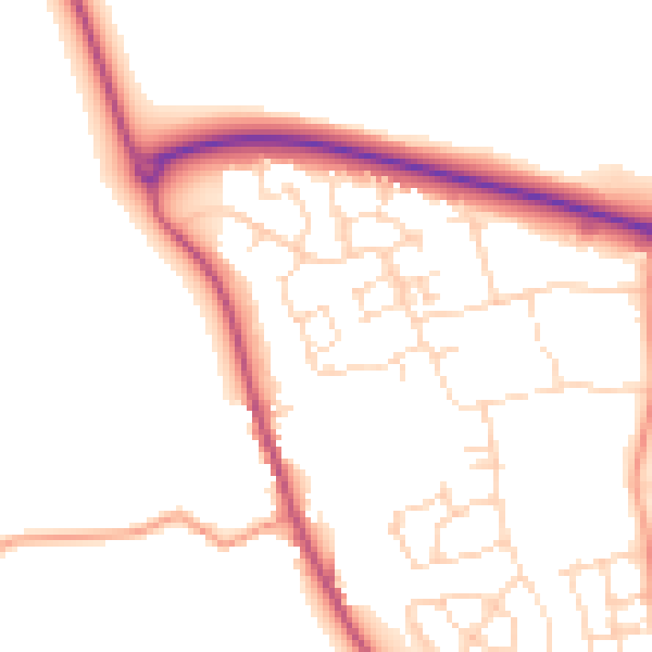 Daytime road noise heatmap for LE15 7UN
