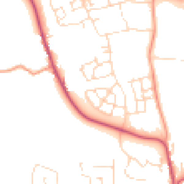Daytime road noise heatmap for LE15 7UW