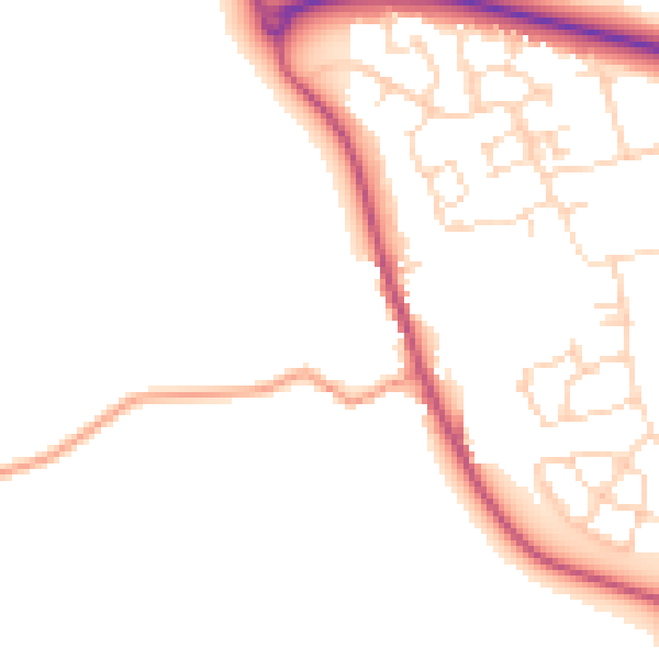 Daytime road noise heatmap for LE15 7UZ