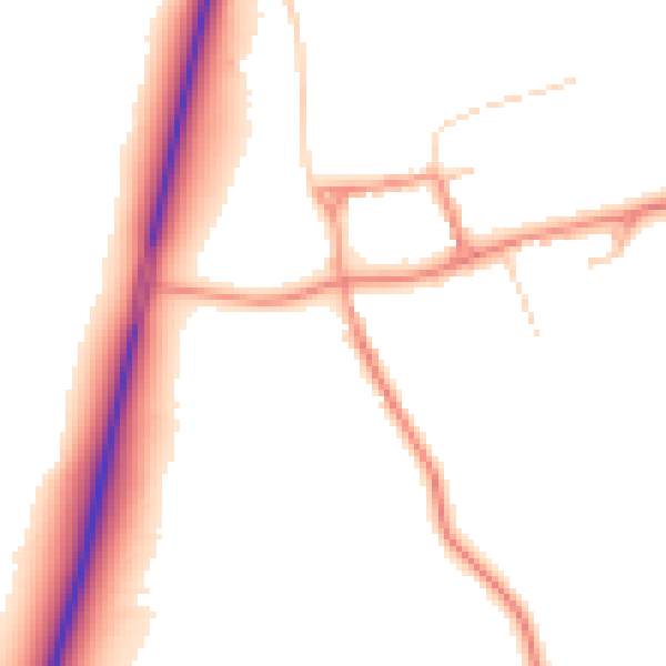 Daytime road noise heatmap for LE15 8SQ
