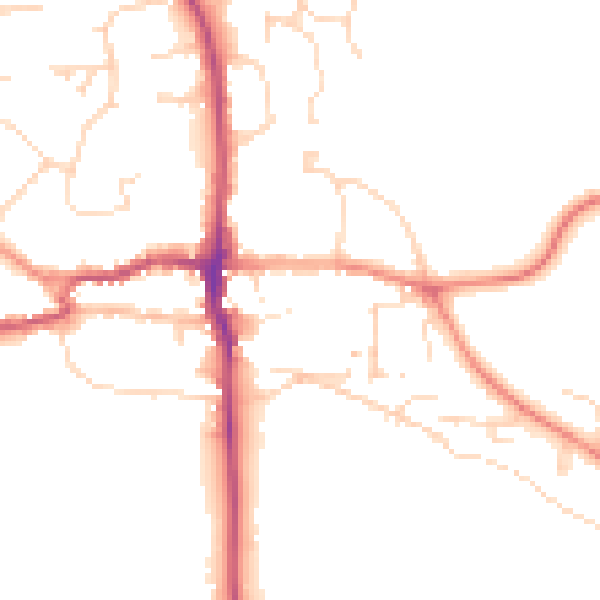 Daytime road noise heatmap for LE15 9PY
