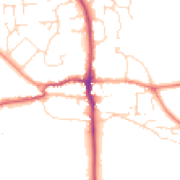 Daytime road noise heatmap for LE15 9SQ