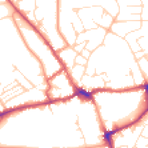 Daytime road noise heatmap for LE16 7AA