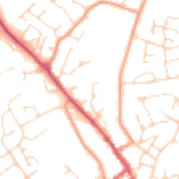 Daytime road noise heatmap for LE16 7BB