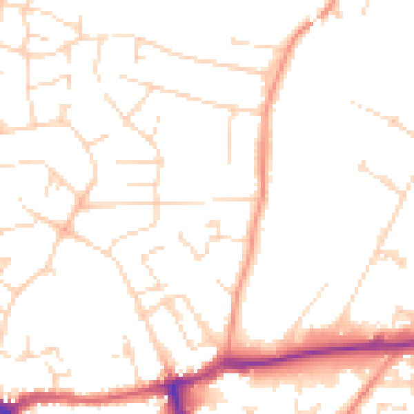 Daytime road noise heatmap for LE16 7DL