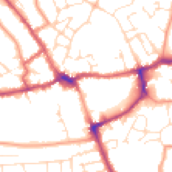 Daytime road noise heatmap for LE16 7DR