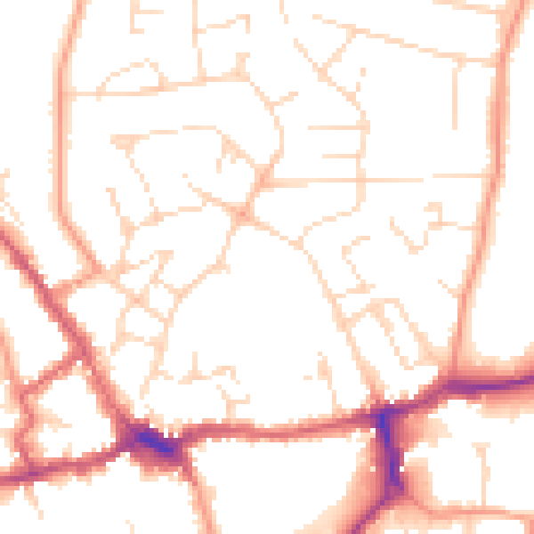 Daytime road noise heatmap for LE16 7PR