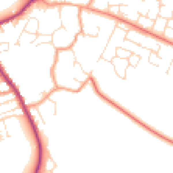 Daytime road noise heatmap for LE16 8AD