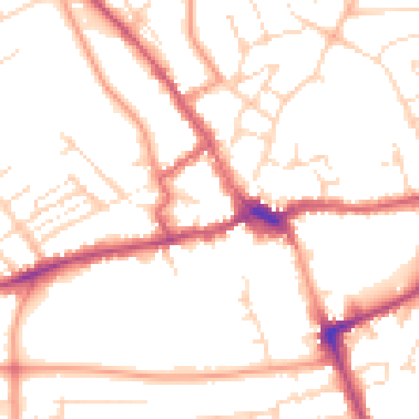 Daytime road noise heatmap for LE16 9EZ