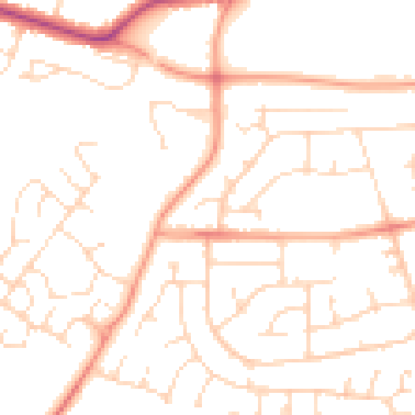 Daytime road noise heatmap for LE16 9NL