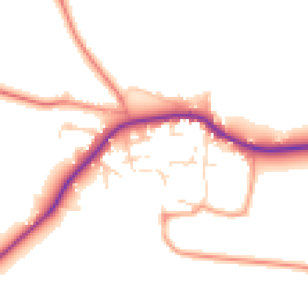 Daytime road noise heatmap for LE16 9SP