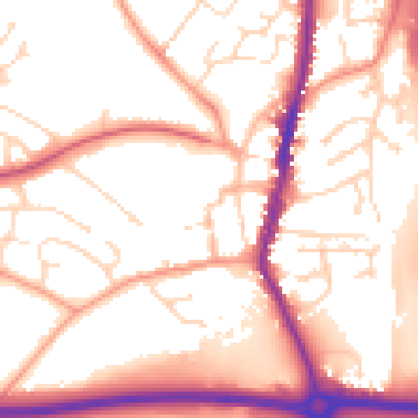 Daytime road noise heatmap for LE17 4BH