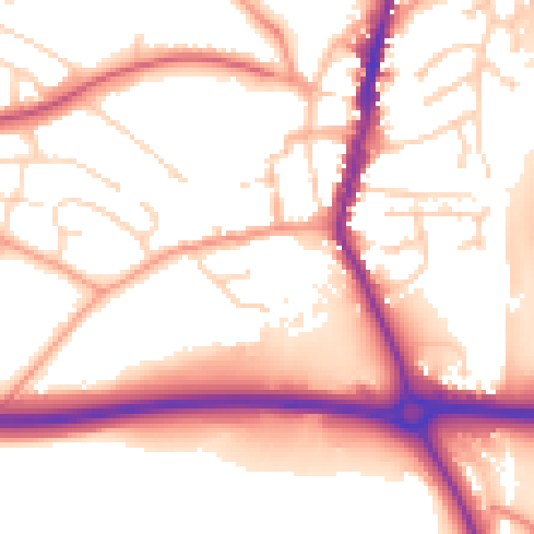 Daytime road noise heatmap for LE17 4DE