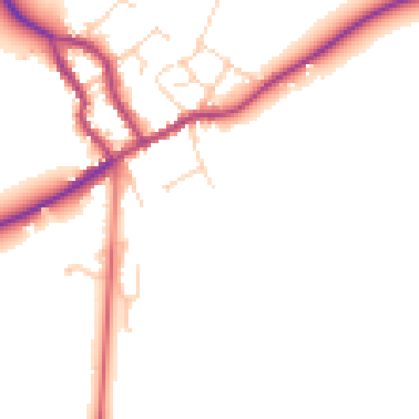 Daytime road noise heatmap for LE17 6RD