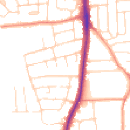 Daytime road noise heatmap for LE4 3DA