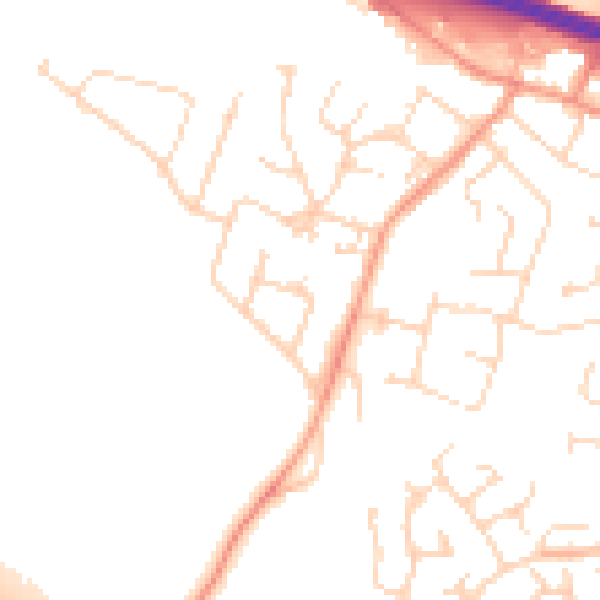 Daytime road noise heatmap for LE6 0BA