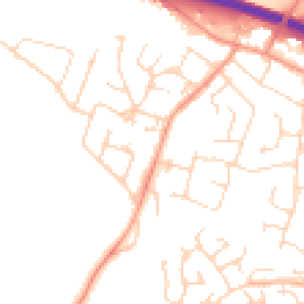 Daytime road noise heatmap for LE6 0BT