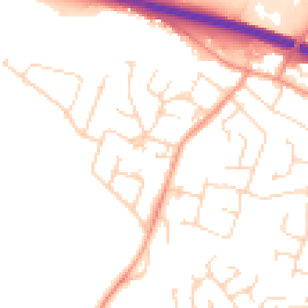 Daytime road noise heatmap for LE6 0DU