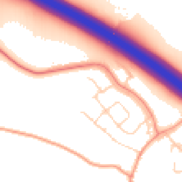 Daytime road noise heatmap for LE6 0LY