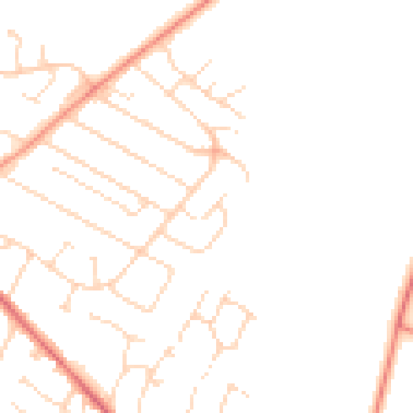Daytime road noise heatmap for LE7 2EA