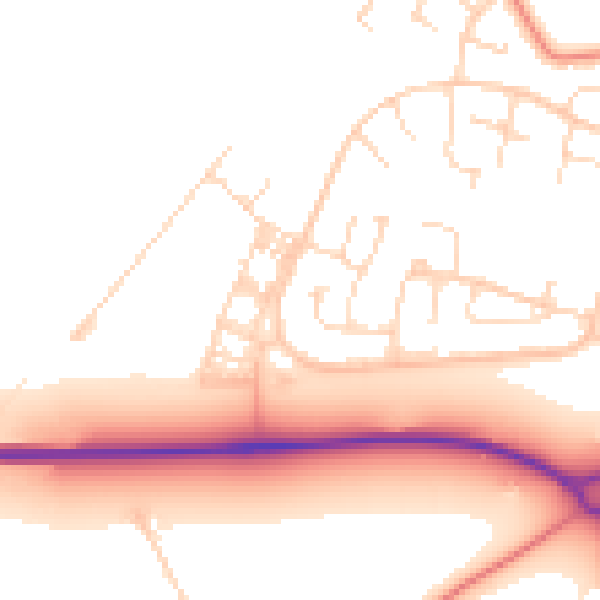 Daytime road noise heatmap for LE7 3ZA