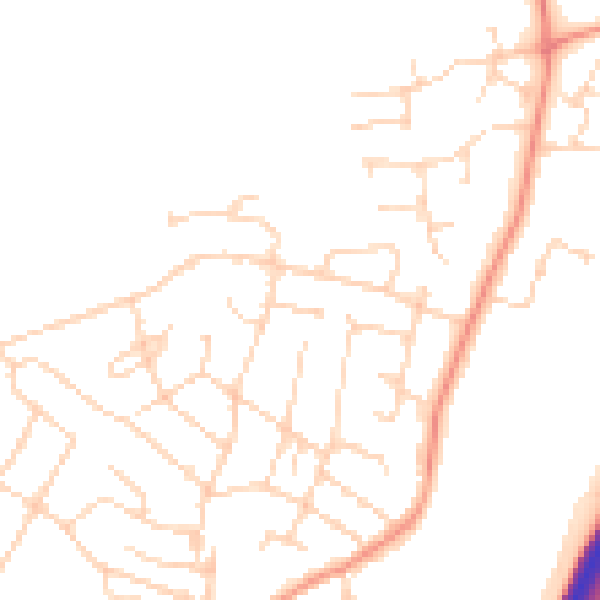 Daytime road noise heatmap for LE7 7DN