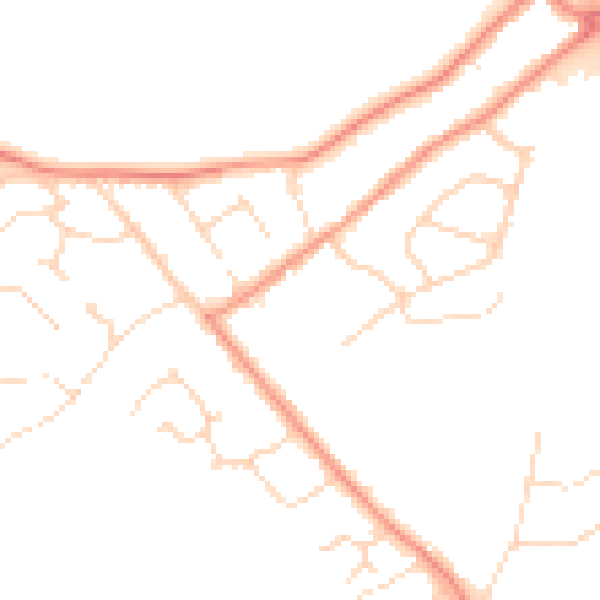 Daytime road noise heatmap for LE9 2AZ