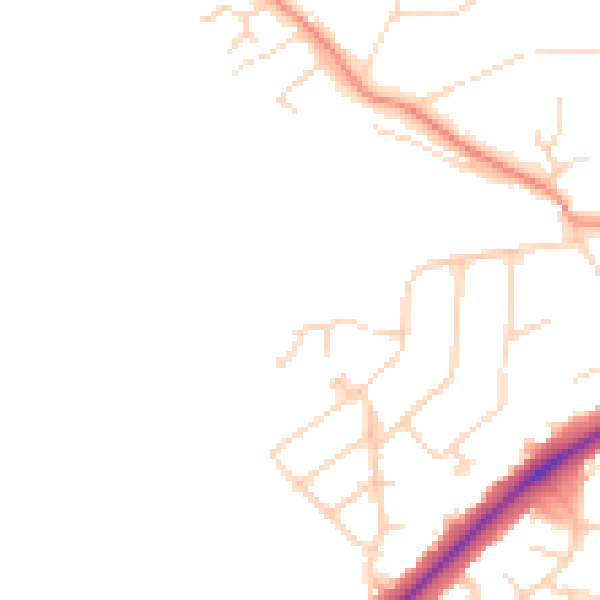 Daytime road noise heatmap for LE9 2DU