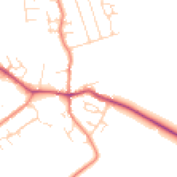 Daytime road noise heatmap for LE9 4TS