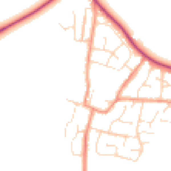 Daytime road noise heatmap for LE9 9NG