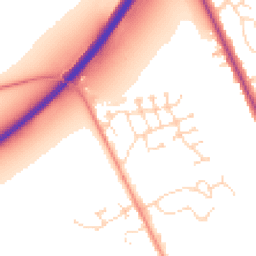 Daytime road noise heatmap for LN1 1AB