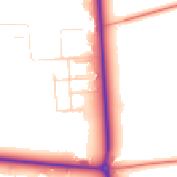 Daytime road noise heatmap for LN1 2TE