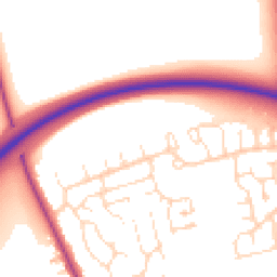 Daytime road noise heatmap for LN1 3RD