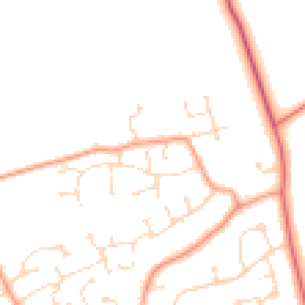 Daytime road noise heatmap for LN1 4AA