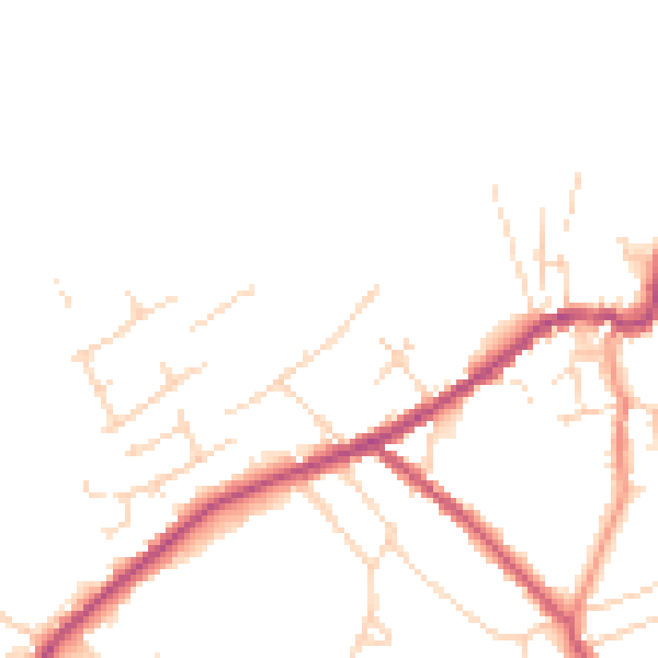 Daytime road noise heatmap for LN13 0AB