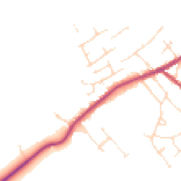 Daytime road noise heatmap for LN13 0AJ