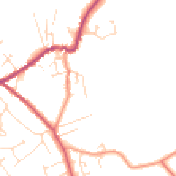 Daytime road noise heatmap for LN13 9BN