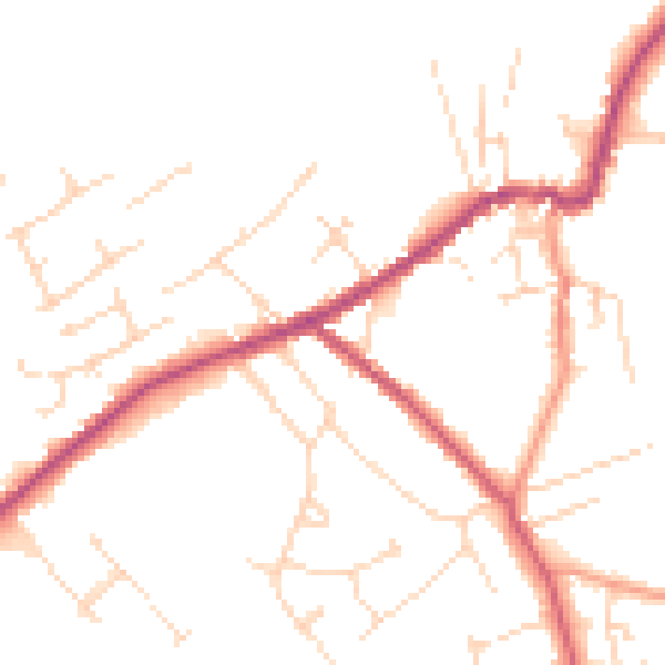 Daytime road noise heatmap for LN13 9HE