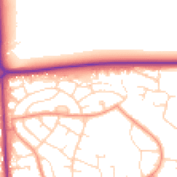 Daytime road noise heatmap for LN2 2BQ