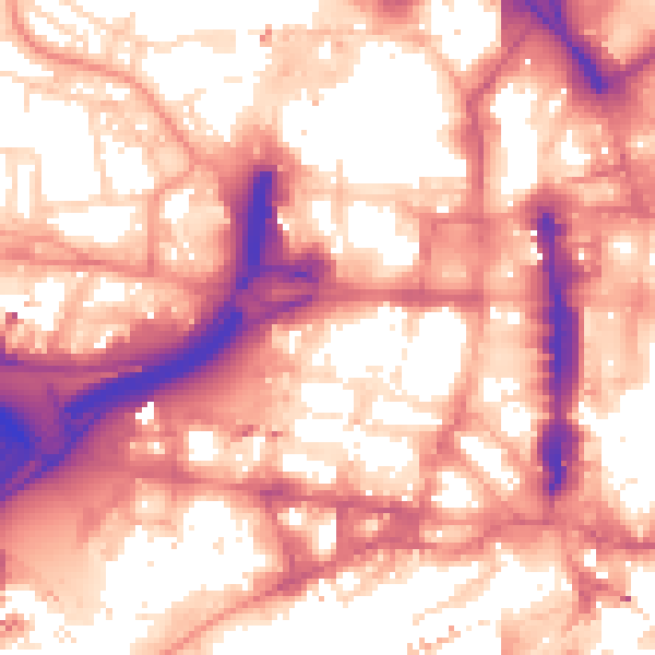 Daytime road noise heatmap for LS1 2PQ