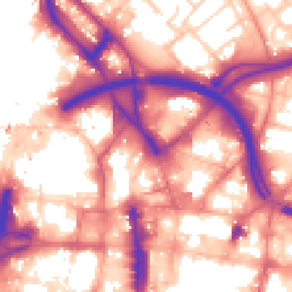 Daytime road noise heatmap for LS1 3AW