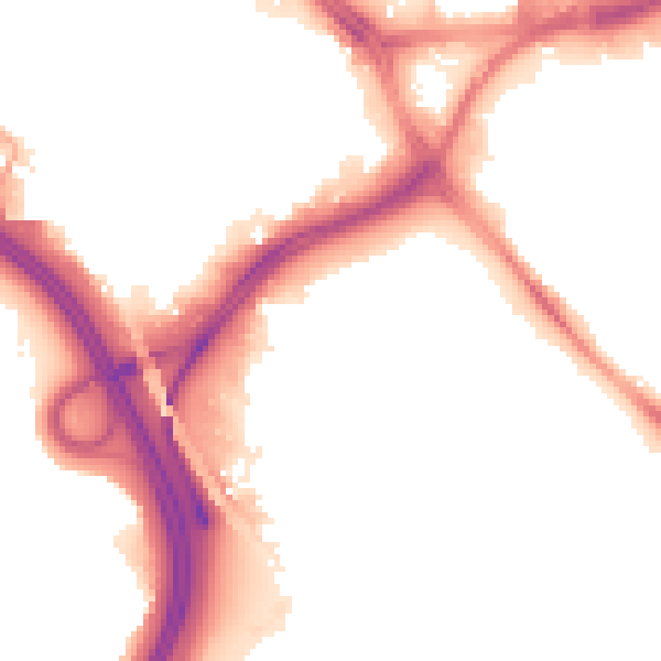 Night-time road noise heatmap for LS10 1BJ