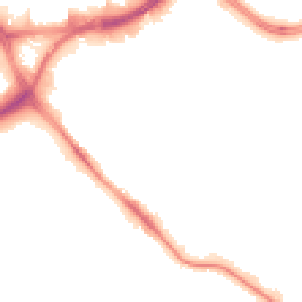 Night-time road noise heatmap for LS10 1GF