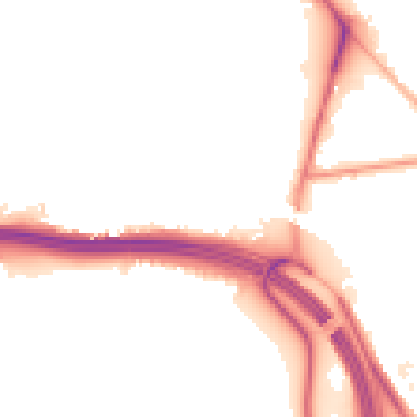 Night-time road noise heatmap for LS10 2HE
