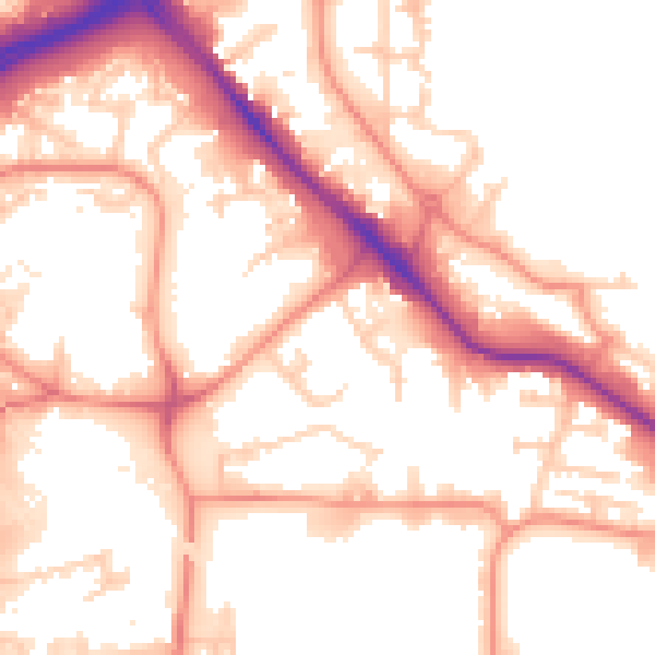 Daytime road noise heatmap for LS10 2PF